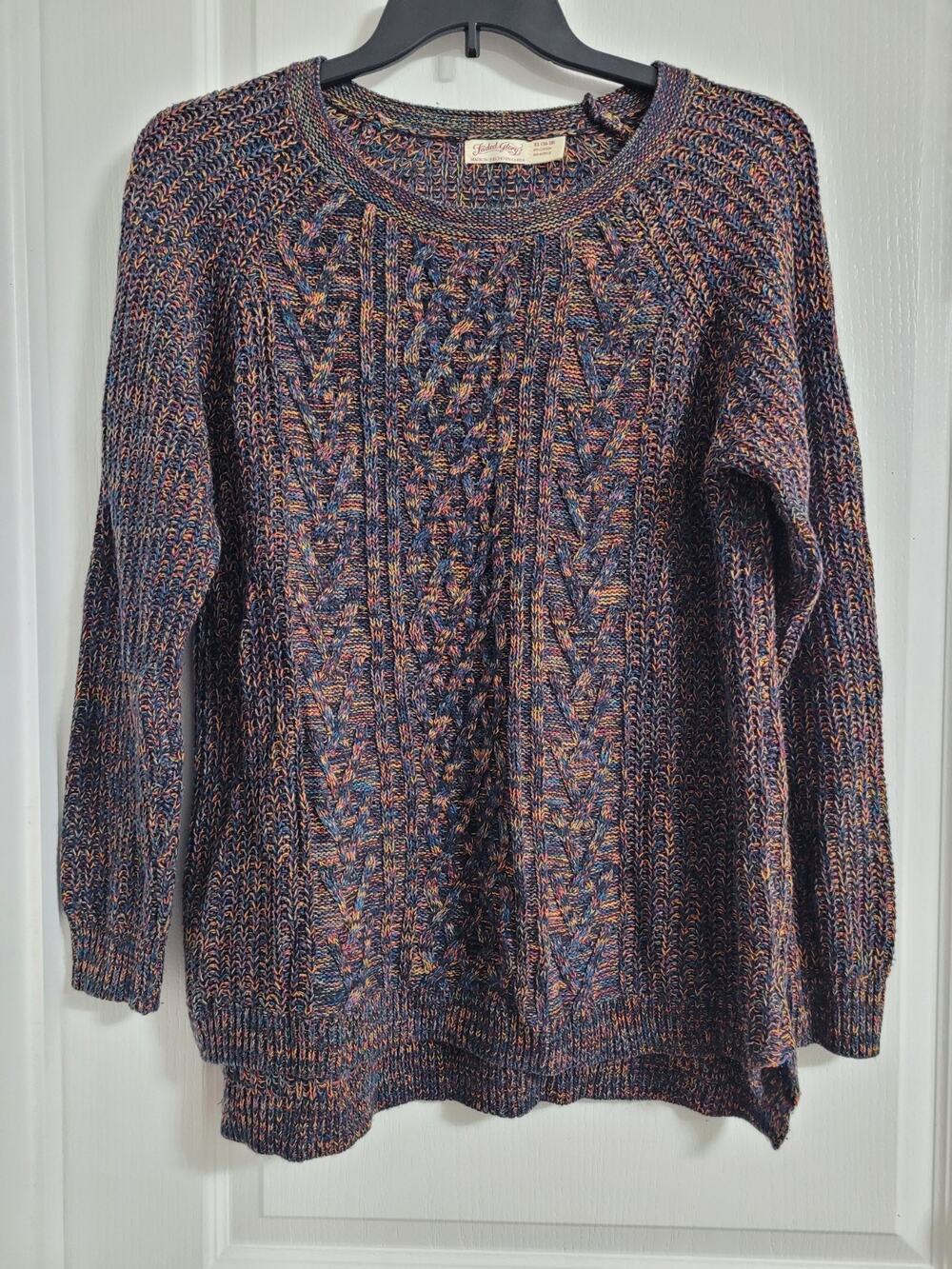 Faded Glory Dark Multicolored Knit Sweater Size XL (16-18)